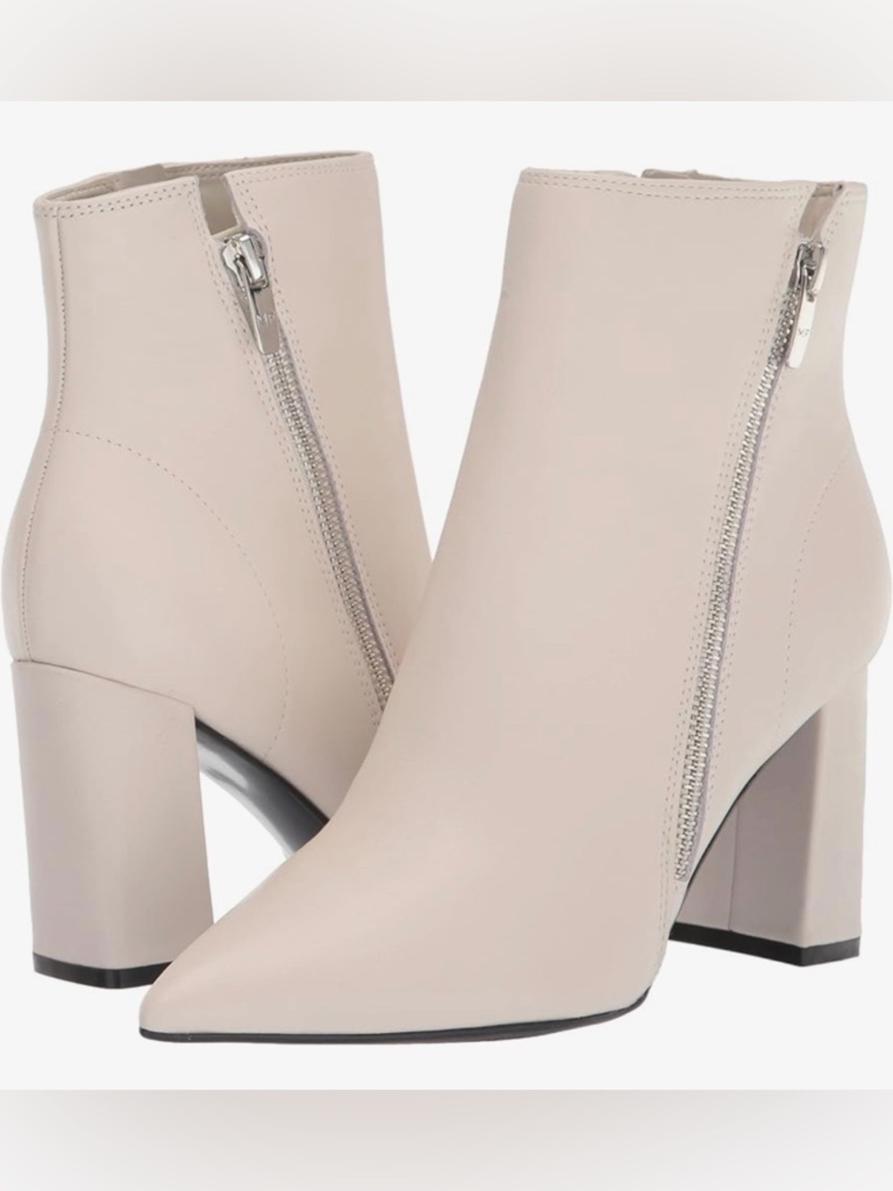Marc Fisher Women’s Pointed Toe Block Heel Ankle Boot - Cream - Picture 2 of 2